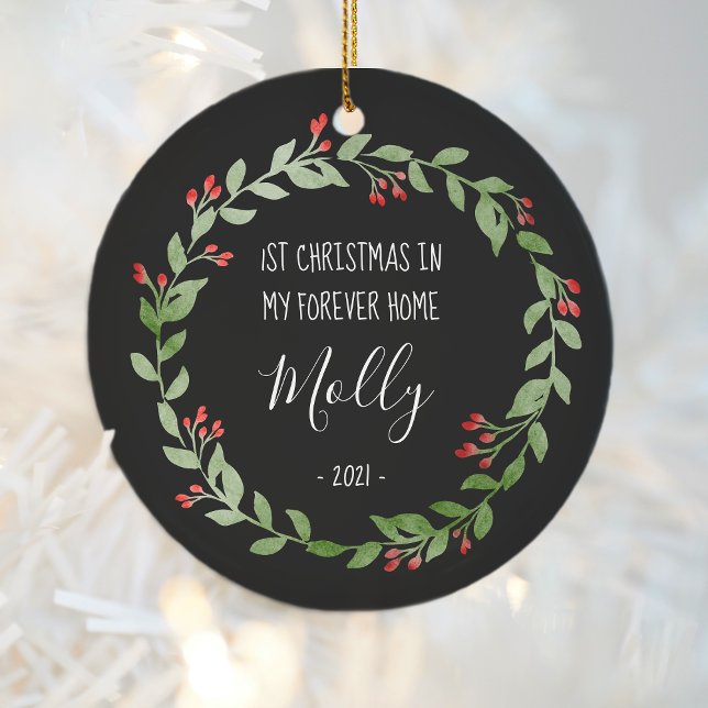 Adorno De Cerámica Foto mascota Primera Navidad en nuevo hogar Blanco (Subido por el creador)