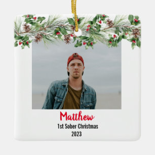 Adorno De Cerámica Foto mínima de los primeros Navidades sobrios