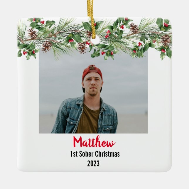 Adorno De Cerámica Foto mínima de los primeros Navidades sobrios (Anverso)