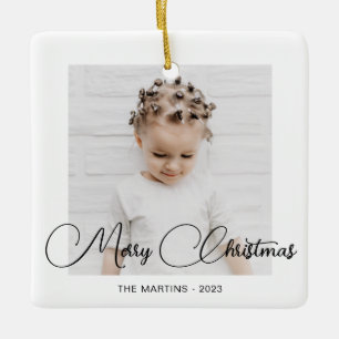Adorno De Cerámica Foto mínima de Navidades blancos negros modernos