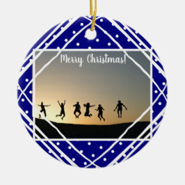Adorno De Cerámica Foto moderna de la Marina de Navidad Feliz.