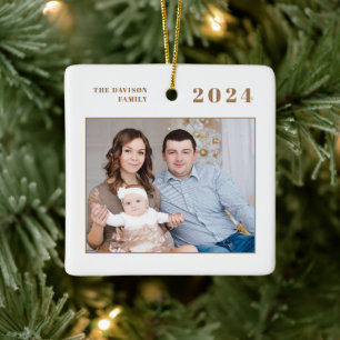 Adorno De Cerámica Foto moderna Nombre Gold Feliz Navidad