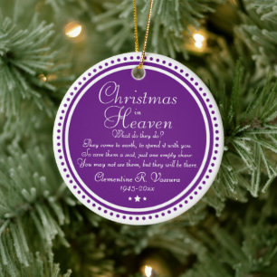 Adorno De Cerámica Foto morada conmemorativa de Navidad en el cielo