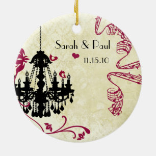 Adorno De Cerámica Foto Musical Black Plum Birds Vintage Chandelier