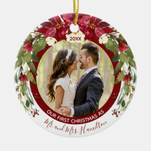 Adorno De Cerámica Foto Nuestros primeros Navidades Sr. Sra. Poinsett