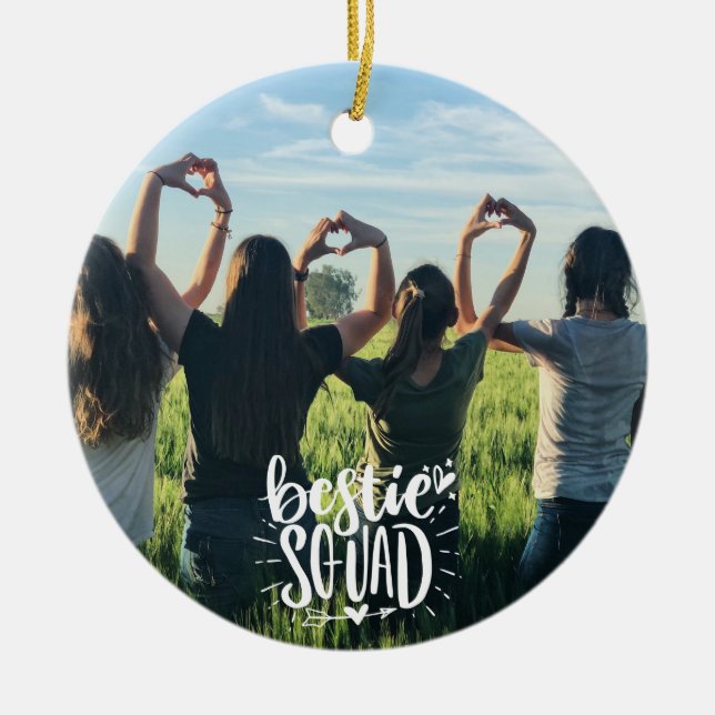 Adorno De Cerámica Foto personalizada Bestie Squad Amistad BFF (Frente)