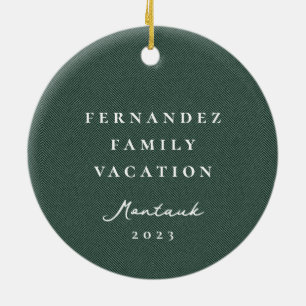 Adorno De Cerámica Foto personalizada clásica de color verde simple