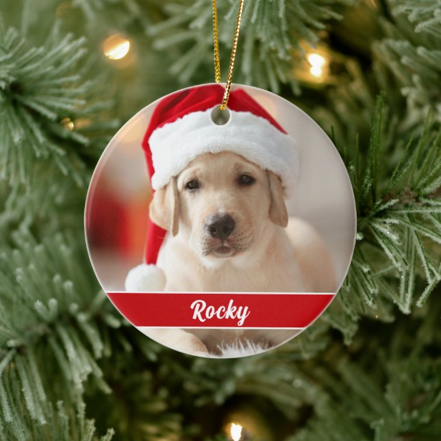 Adorno De Cerámica Foto personalizada con monograma de letra cursiva, (Árbol)