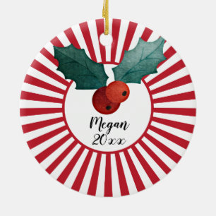 Adorno De Cerámica Foto personalizada con nombre de Navidad