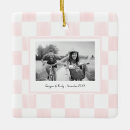 Adorno De Cerámica Foto personalizada con tablero de ajedrez rosa