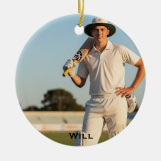 Adorno De Cerámica Foto Personalizada Cricket Navidad