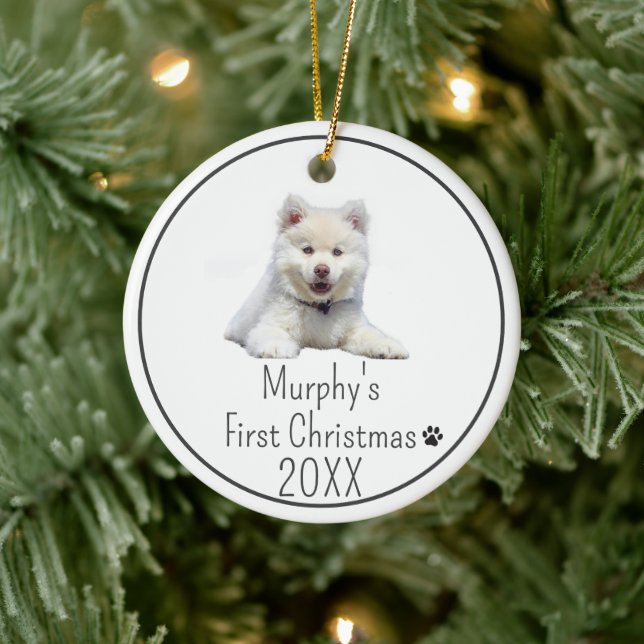 Adorno De Cerámica Foto personalizada de 20XX perros para la primera  (Árbol)