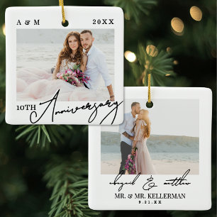 Adorno De Cerámica Foto personalizada de aniversario de bodas