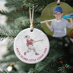 Adorno De Cerámica Foto personalizada de Baseball Santa