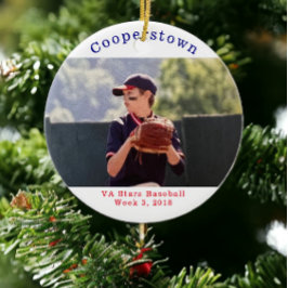 Adorno De Cerámica Foto personalizada de béisbol de Cooperstown, sema