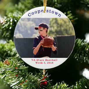 Adorno De Cerámica Foto personalizada de béisbol de Cooperstown, sema