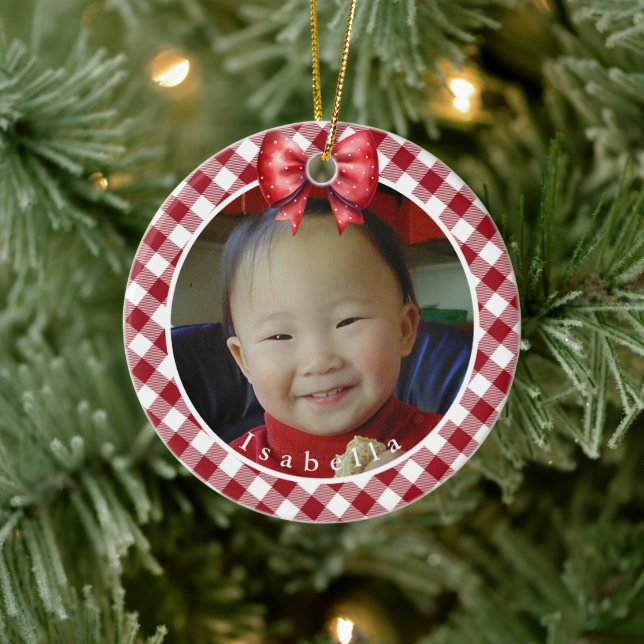 Adorno De Cerámica Foto personalizada de búfalo rojo y blanco (Árbol)