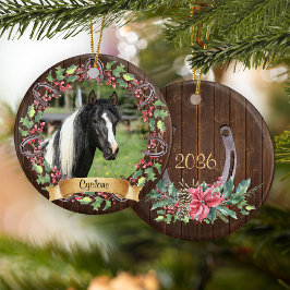 Adorno De Cerámica Foto personalizada de caballo Navidad rústica