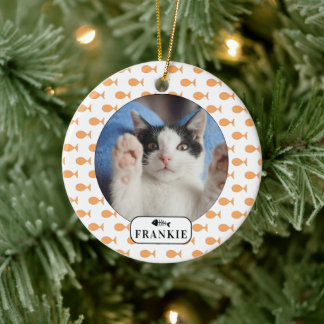 Adorno De Cerámica Foto personalizada de Cat Goldfish Mascota