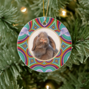 Adorno De Cerámica Foto personalizada de conejo Holland Lop con arte