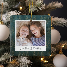 Adorno De Cerámica Foto personalizada de dos lados de árboles de invi