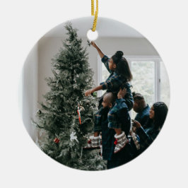 Adorno De Cerámica Foto personalizada de dos Navidades de familia