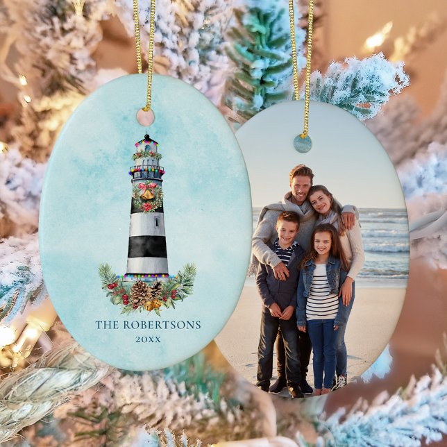 Adorno De Cerámica Foto personalizada de faro náutico para Navidades (Subido por el creador)
