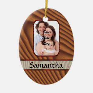 Adorno De Cerámica Foto personalizada de Faux de madera