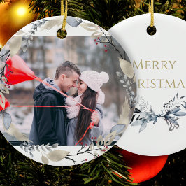 Adorno De Cerámica Foto personalizada de Feliz Navidad 