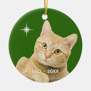 Adorno De Cerámica Foto personalizada de gato atigrado ginger sobre v