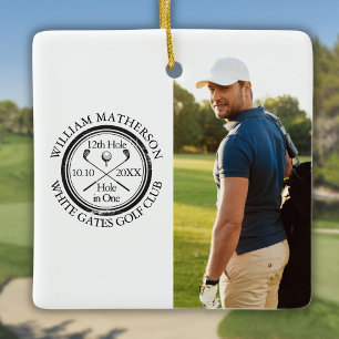 Adorno De Cerámica Foto personalizada de golfista con hoyo en uno