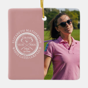 Adorno De Cerámica Foto personalizada de golfista de hoyo en uno de g
