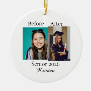 Adorno De Cerámica Foto personalizada de graduación antes y después