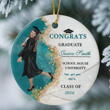 Foto personalizada de graduado elegante en azul tu
