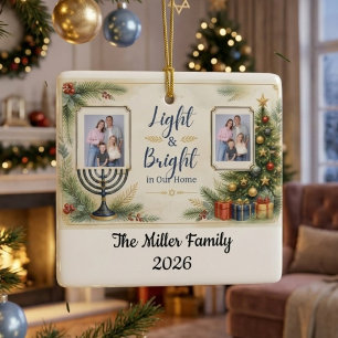 Adorno De Cerámica Foto personalizada de Hanukkah para familia Chrism