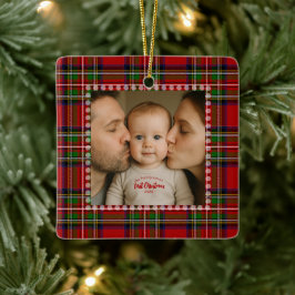 Adorno De Cerámica Foto personalizada de la primera Navidad 
