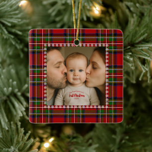 Adorno De Cerámica Foto personalizada de la primera Navidad