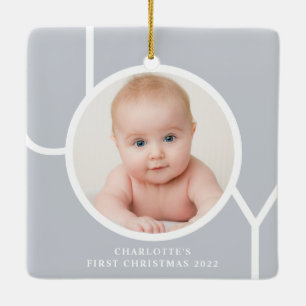 Adorno De Cerámica Foto personalizada de la primera Navidad del bebé 