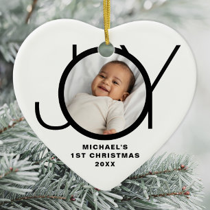 Adorno De Cerámica Foto personalizada de la primera Navidad del bebé