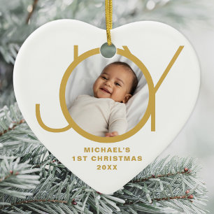 Adorno De Cerámica Foto personalizada de la primera Navidad del bebé 