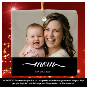 Adorno De Cerámica Foto personalizada de mamá Año de establecimiento