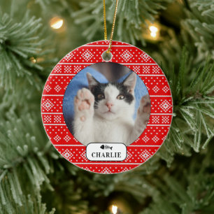 Adorno De Cerámica Foto personalizada de Mascota de copos de nieve ro