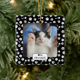 Adorno De Cerámica Foto personalizada de Mascota de huellas dactilare