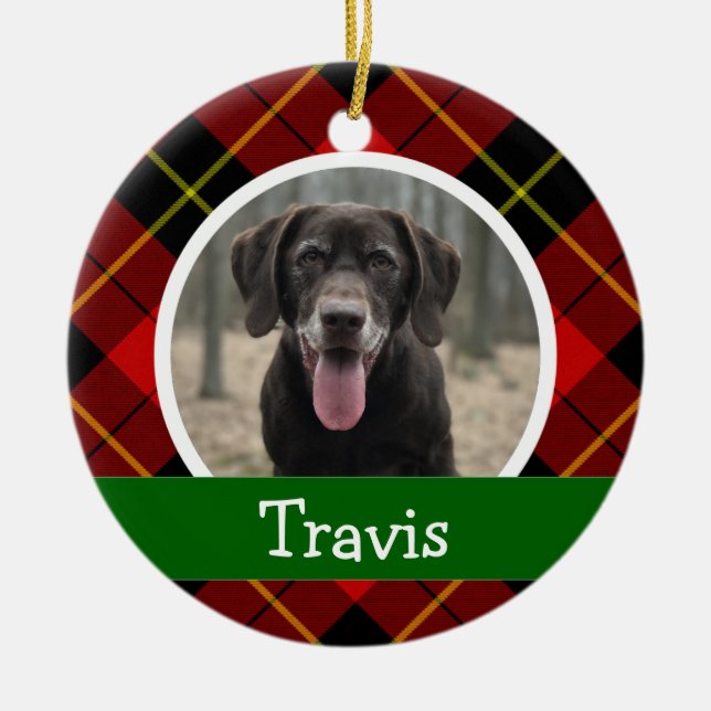 Adorno De Cerámica Foto personalizada de Mascota de perros con pipa (Frente)