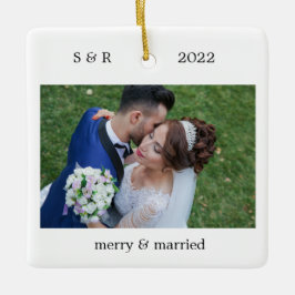 Adorno De Cerámica Foto personalizada de merry y casada