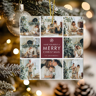 Adorno De Cerámica Foto personalizada de Navidad