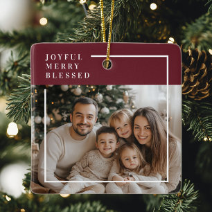 Adorno De Cerámica Foto personalizada de Navidad alegre y bendita 