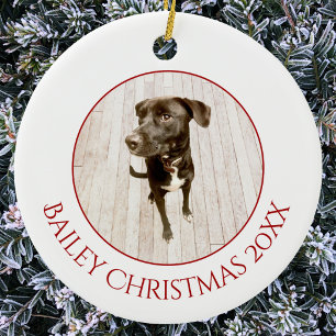 Adorno De Cerámica Foto personalizada de Navidad de perro de mascota