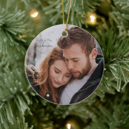 Adorno De Cerámica Foto personalizada de Navidades de parejas