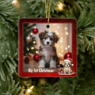 Adorno De Cerámica Foto personalizada de Navidades de primera clase d